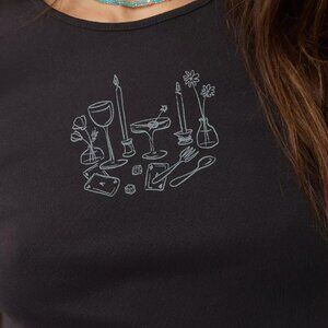 NWT Black American Eagle AE Hey Baby Graphic T-Shirt Size XXL - Dinner Print